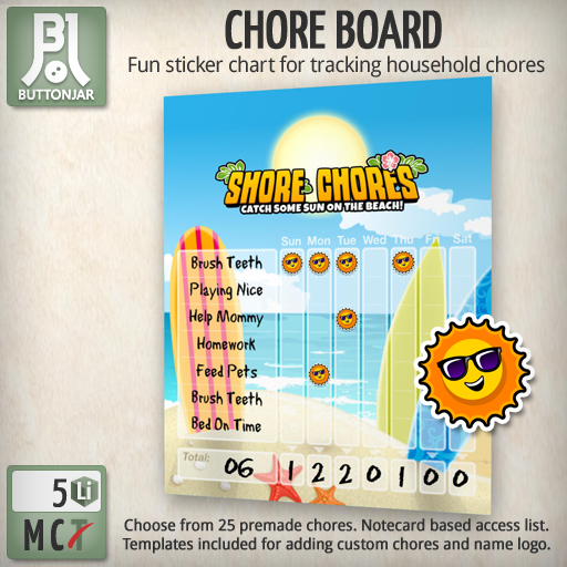 Second Life Marketplace - Chore Board (Shore Chores) - Buttonjar